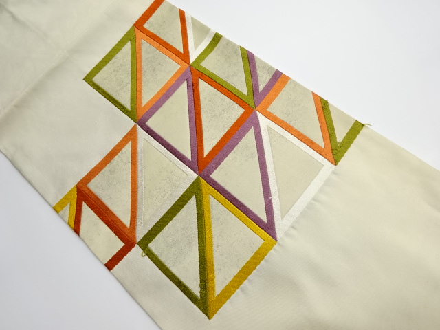 リサイクル　抽象模様織り出し名古屋帯